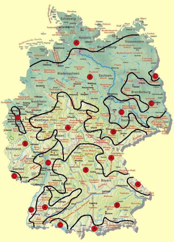 Die Grafik 1 zeigt die Klimazonen  und ihre Auswirkungen auf die Außenwand.