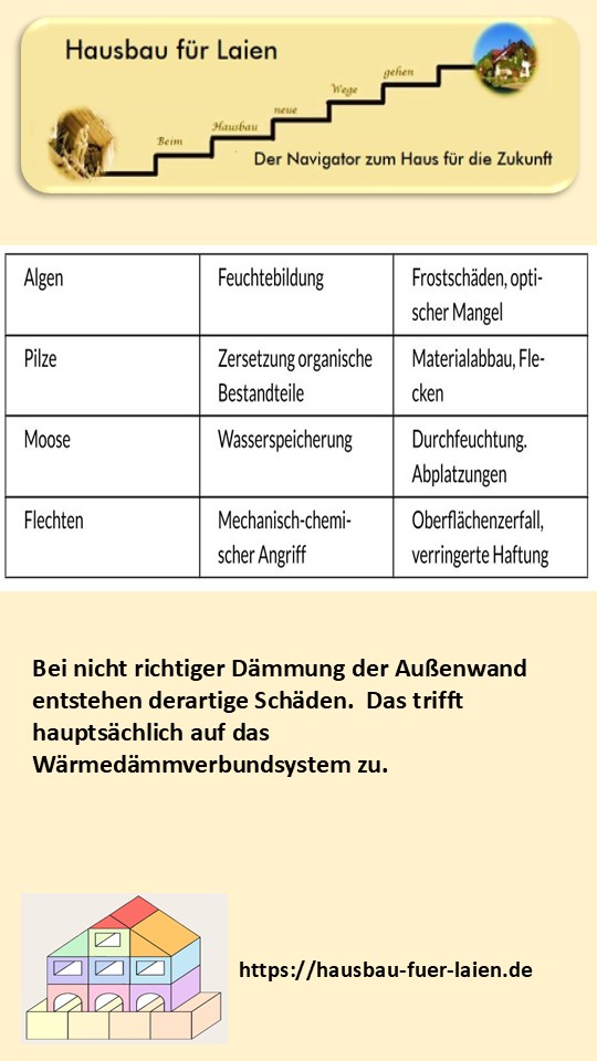 Die Außenwand falsch gedämmt ergibt Putzschäden.